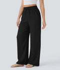 Drawstring side pocket casual linen trousers