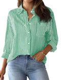 Printed striped cardigan casual long-sleeved shirt