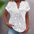 Summer Simple Casual Solid Color V-neck Short Sleeve Shirt