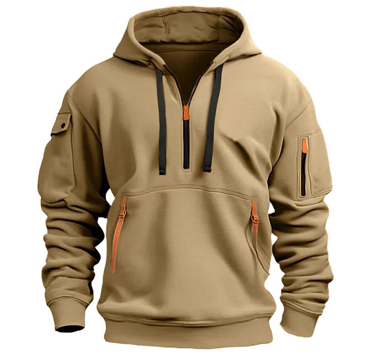 Zippered multi-pocket sporty casual jacket