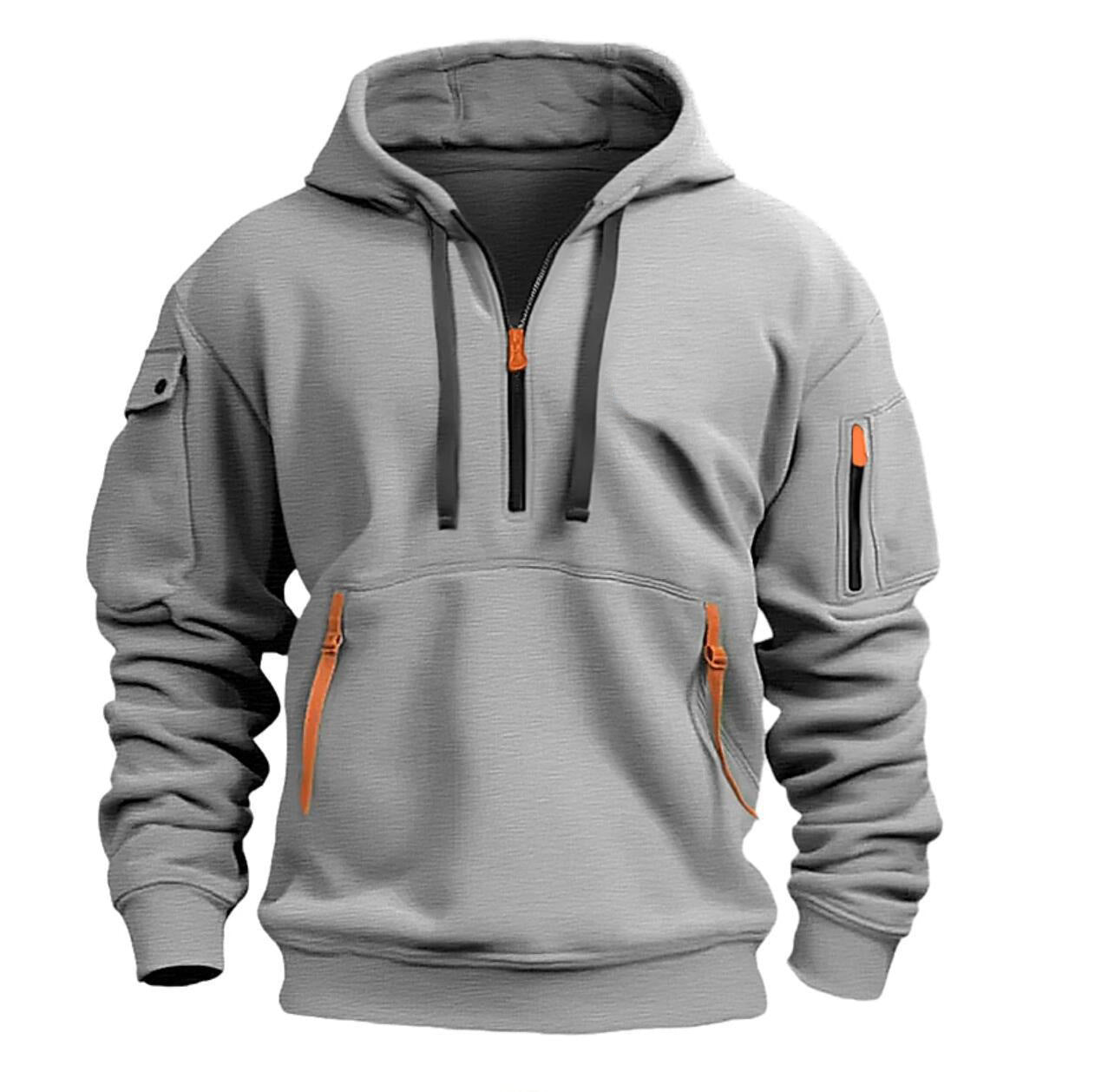 Zippered multi-pocket sporty casual jacket