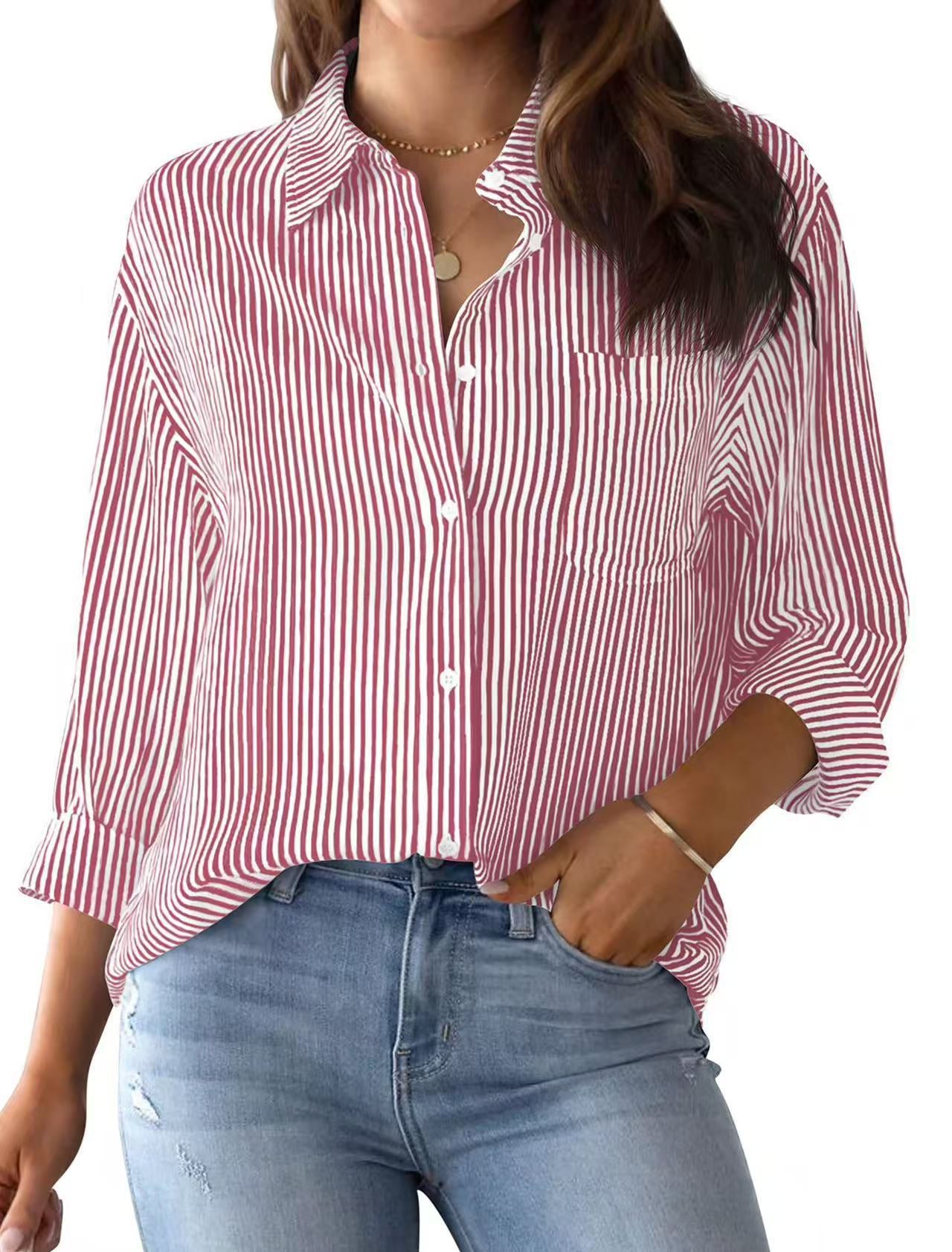 Printed striped cardigan casual long-sleeved shirt
