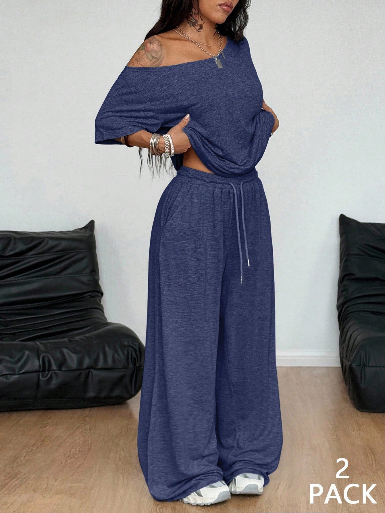 2026 Women's Casual Solid Color Sports Two-Piece Set