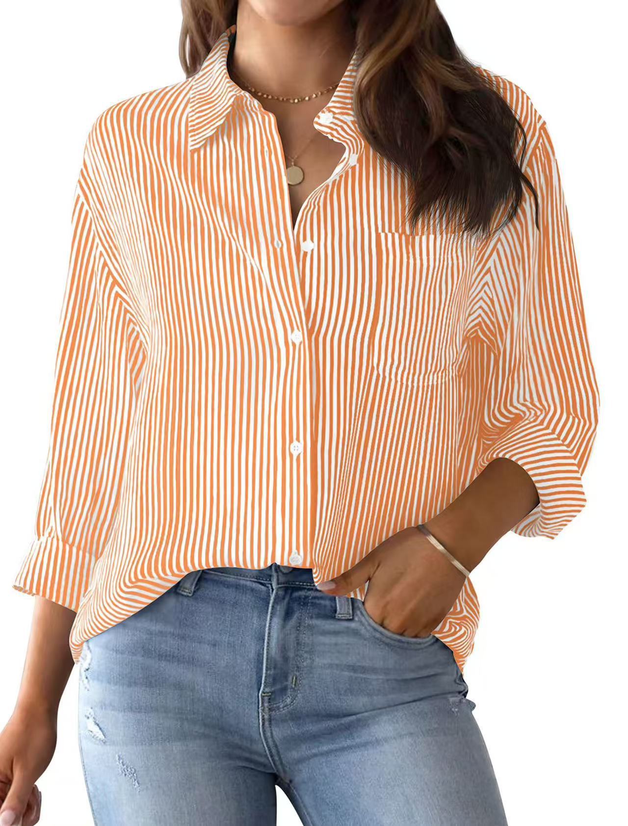 Printed striped cardigan casual long-sleeved shirt