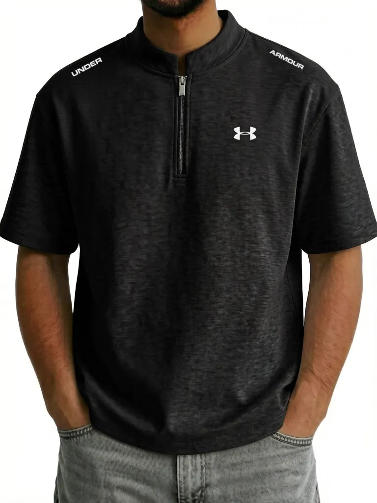Classic Cotton Zip Stand Collar Tee