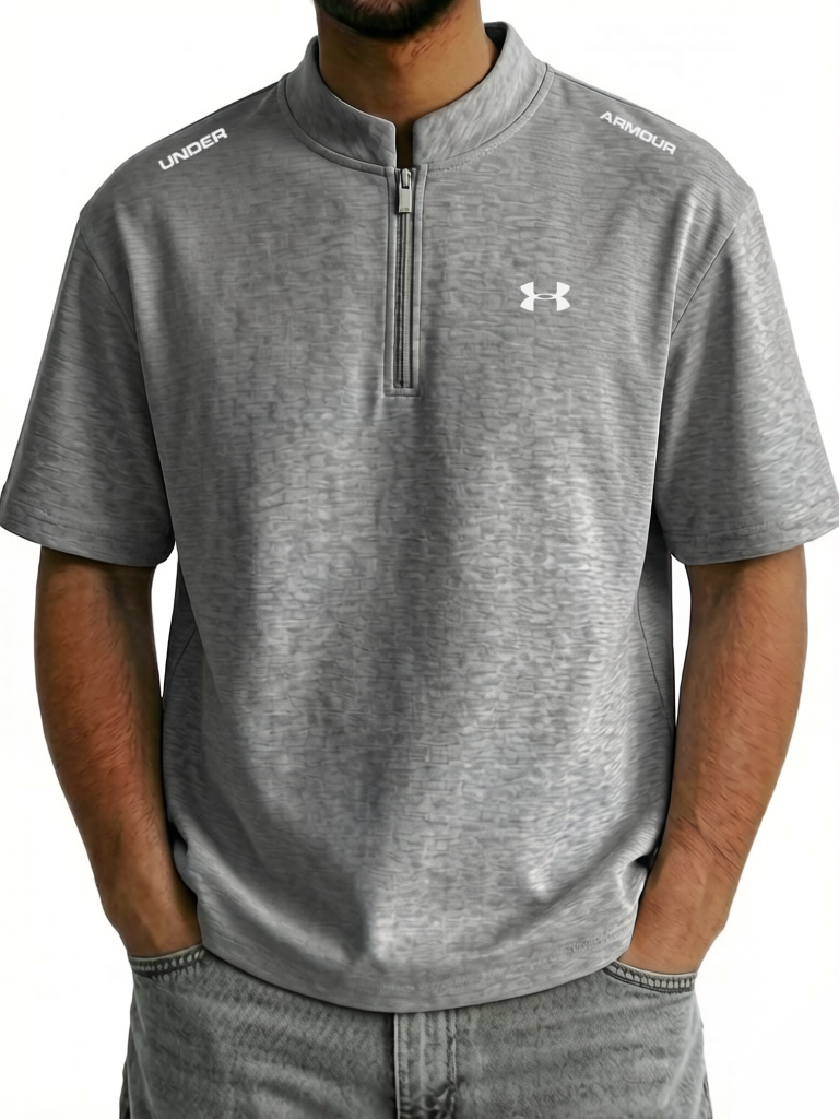 Classic Cotton Zip Stand Collar Tee