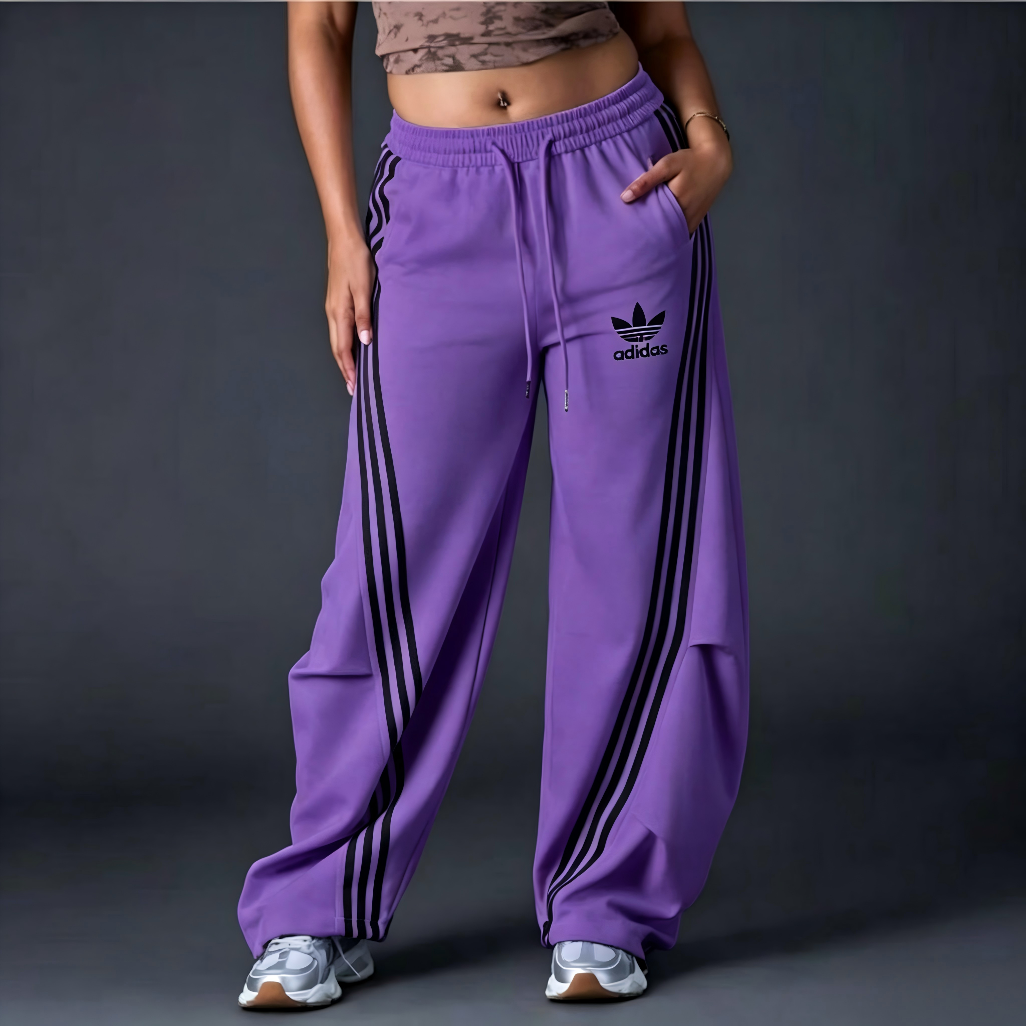 Comfort Wide-Leg Stripe Track Pants