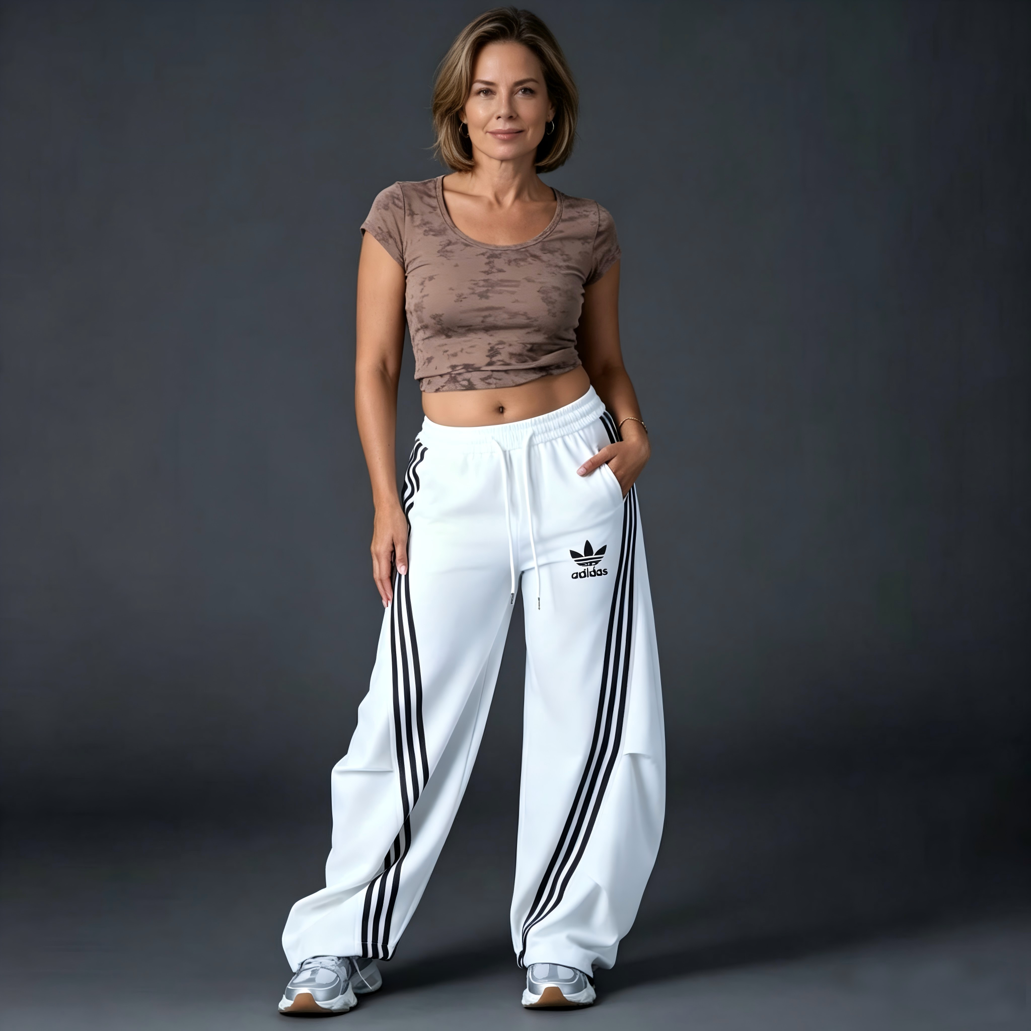 Comfort Wide-Leg Stripe Track Pants