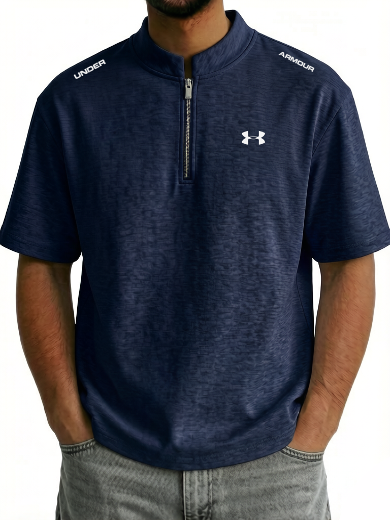 Classic Cotton Zip Stand Collar Tee
