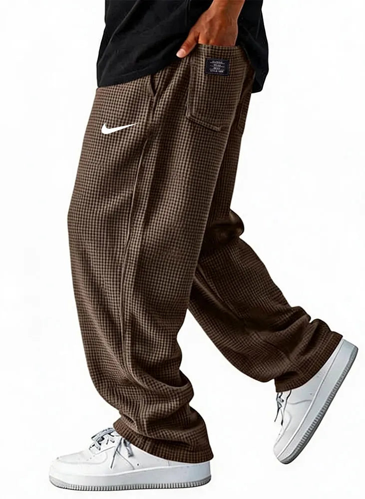 Waffle Grid Wide-Leg Pants