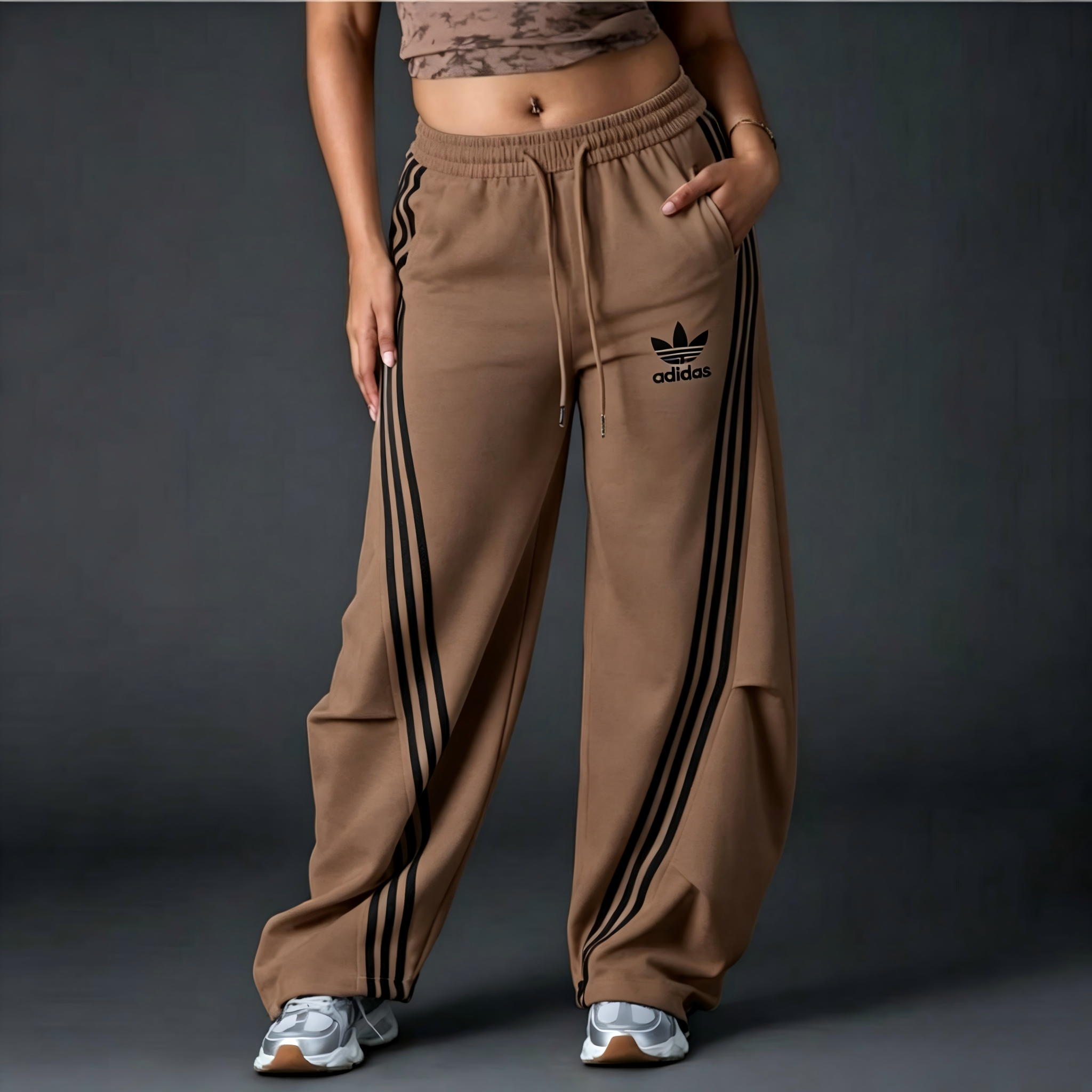 Comfort Wide-Leg Stripe Track Pants