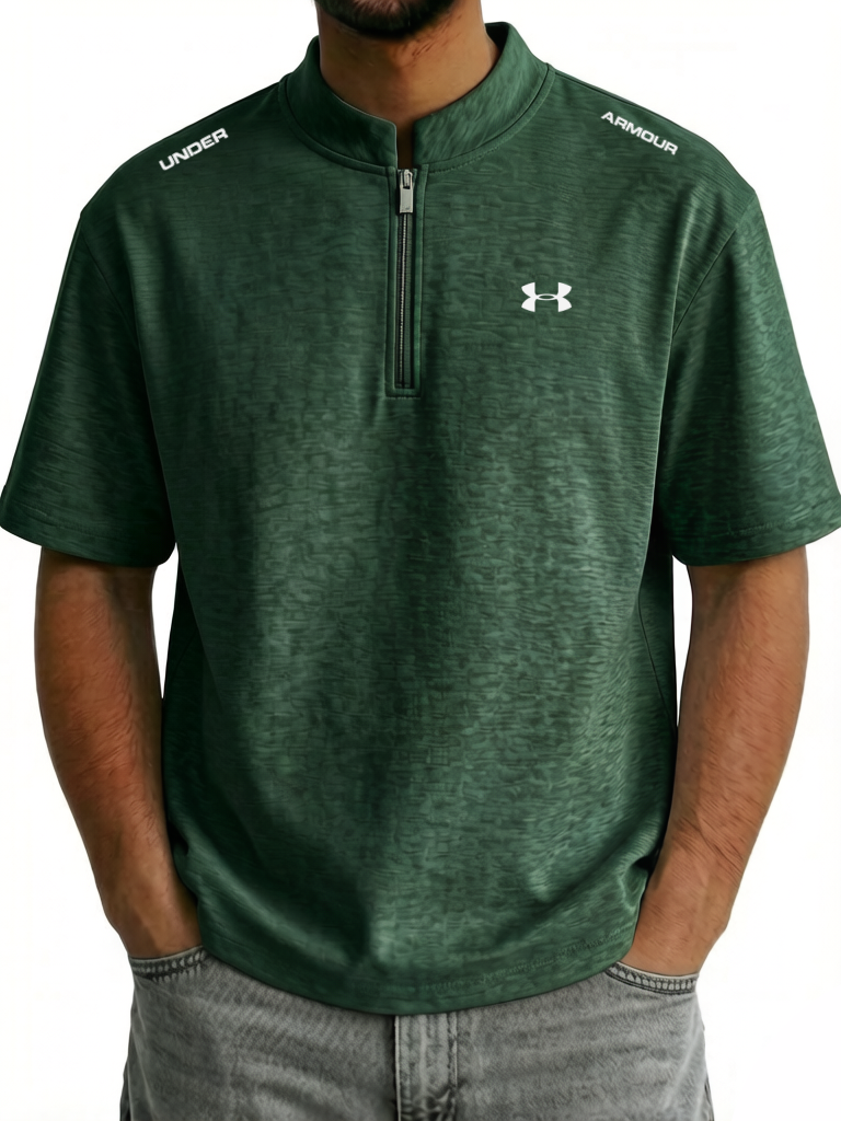 Classic Cotton Zip Stand Collar Tee