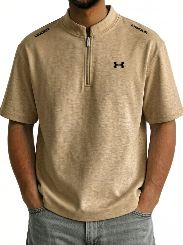 Classic Cotton Zip Stand Collar Tee